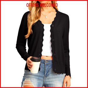 Long Sleeve V-Neck Button Down Cardigan Knit Shrug Slim Fit